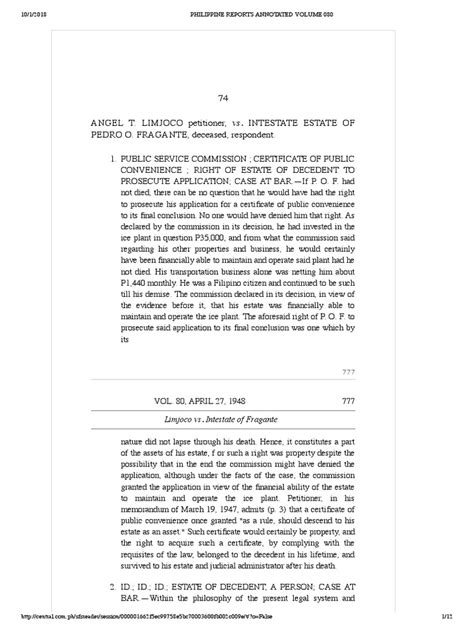 Limjoco v. Intestate Estate of PioFragante, 80 Phil 776.